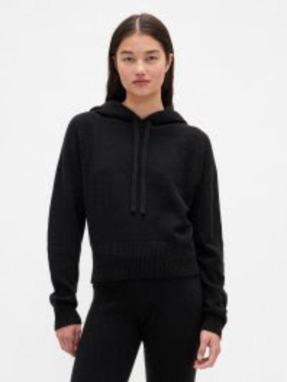 GAP Black Knit Hooded Pullover